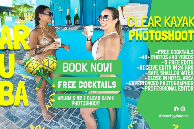 #1 SAFE Clear Kayak Aruba Photo+Video FREE Cocktail Edits in 24hr - A clear kayak turns a beach portrait into a keepsake