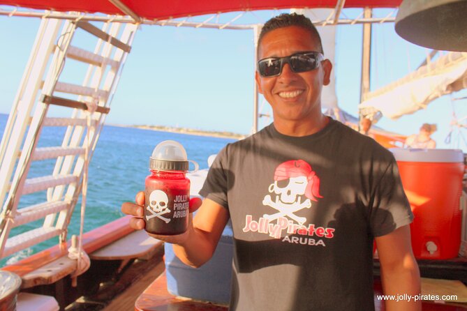 Aruba Sunset Jolly Pirate Sail with Open Bar - The rope swing stop is the heart of the outing