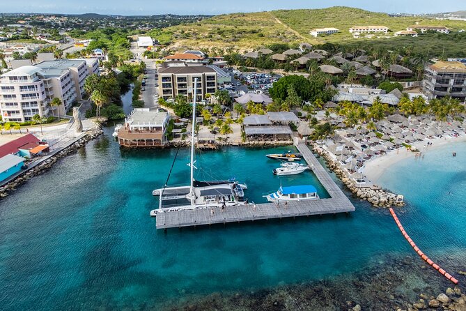 Beach Trip Along The West Coast Of Curacao - Leaving MOOD Beach on the BlueFinn catamaran
