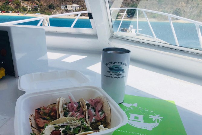 Circle the Island of St. John | Lunch stop at Lime Out (Taco Boat) - Lime Out: tacos on floats in Hansen Bay