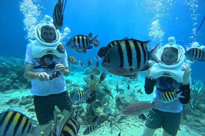 Curacao Helmet Diving-Walk the Ocean Floor, No Swimming Required - Getting comfortable before the helmet goes on