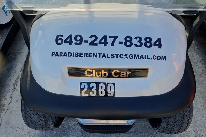 Golf Cart Rental in Grand Turk (4-seater) - Finding Paradise Carts outside the port gate