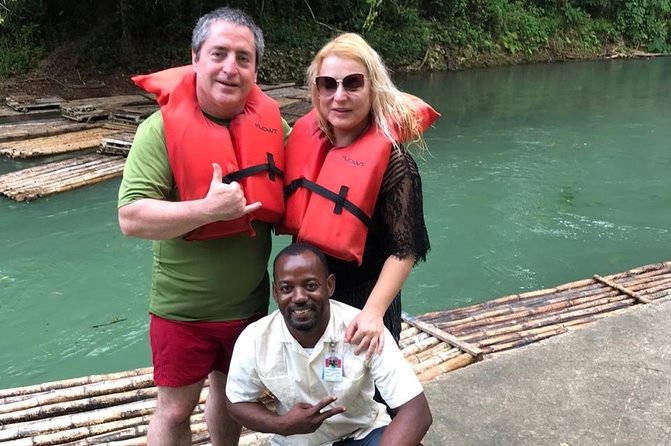 Jamaica Bamboo Rafting Tour Limestone Foot Massage - Sharing a bamboo raft with one other person