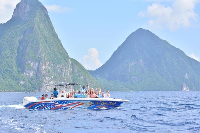 Land & Sea Adventure to Soufriere/Snorkelling/Mudbath/Lunch - Cruising past Marigot Bay and the west coast villages