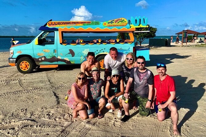 Luc's Private Group Bonaire Open Bus Tour - Kiteboarding beach and the flamingo sanctuary