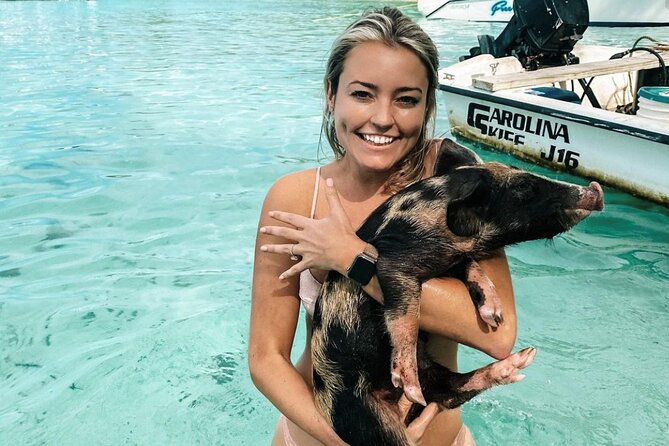 Pink Sand Beach and Swimming Pigs Adventure from Nassau - The Spanish Wells sandbar and ocean swings
