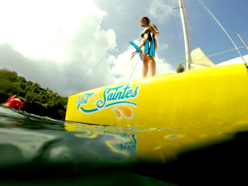 Sailing catamaran in La Baie des Saintes - Returning through La Baie des Saintes