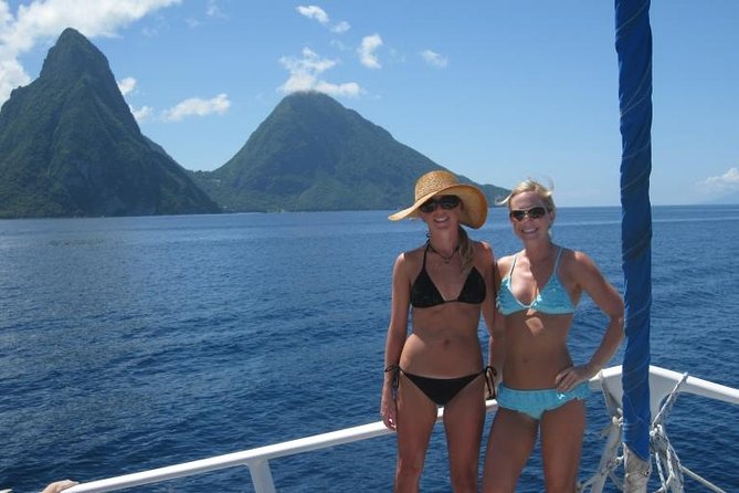 St Lucia Catamaran Day Sailing and Sightseeing Tour - Soufriere Bay and the Pitons from the deck