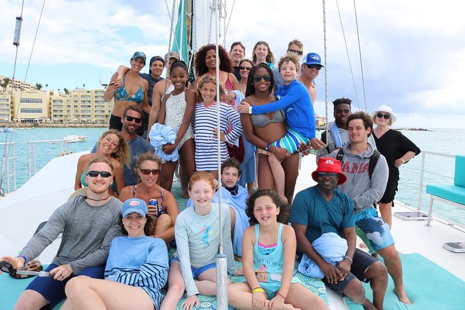 The Best Catamaran Day Sail in St Maarten - Mullet Bay: swimming, lunch, and water play